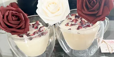 Rose Decorated Candle Set